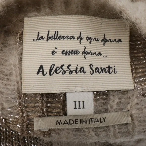 Alessia Santi Floral Jacquard Knit Sweater Italian Made Sparkle Boxy Fit - Picture 11 of 13